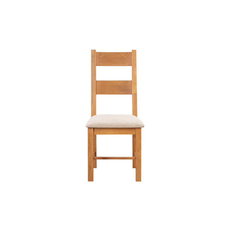 Rosalind Wheeler Fordingbridge Linen Ladder Back Side Chair in Oak
